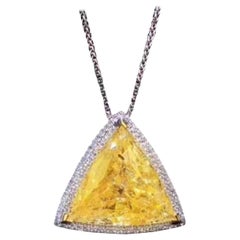 10.35 Carat Fancy Yellow Diamond Necklace 18 Karat White Gold