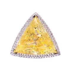 10.35 Carat Fancy Yellow Diamond Ring 18 Karat White Gold