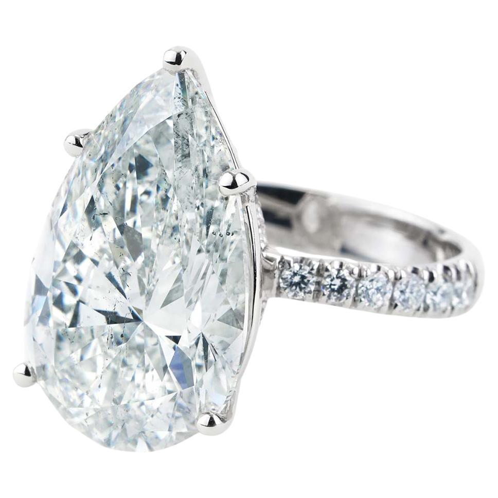 10.35 Carat GIA Certified Natural Pear Diamond Engagement Ring in Platinum For Sale