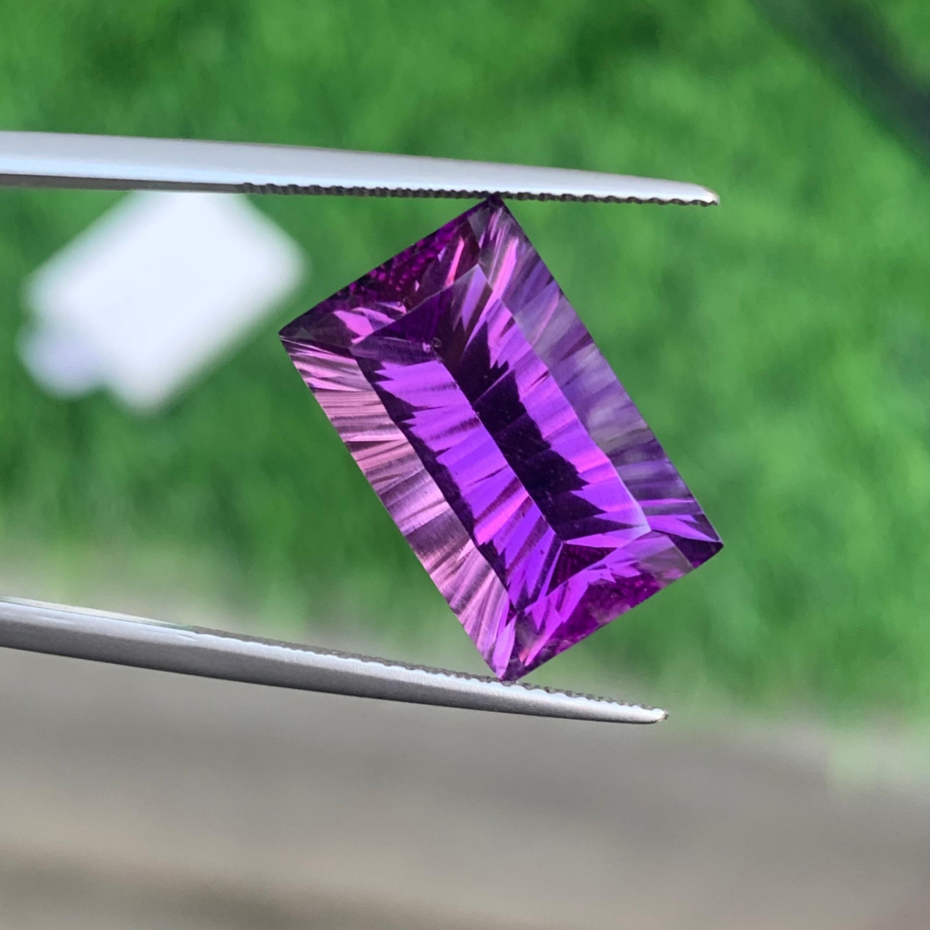 Emerald Cut 10.35 Carat Laser Cut Faceted Amethyst Gemstone Available For Sale  For Sale