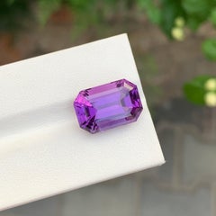 10.35 Carat Natural Loose Amethyst Emerald Shape Gemstone For Jewellery