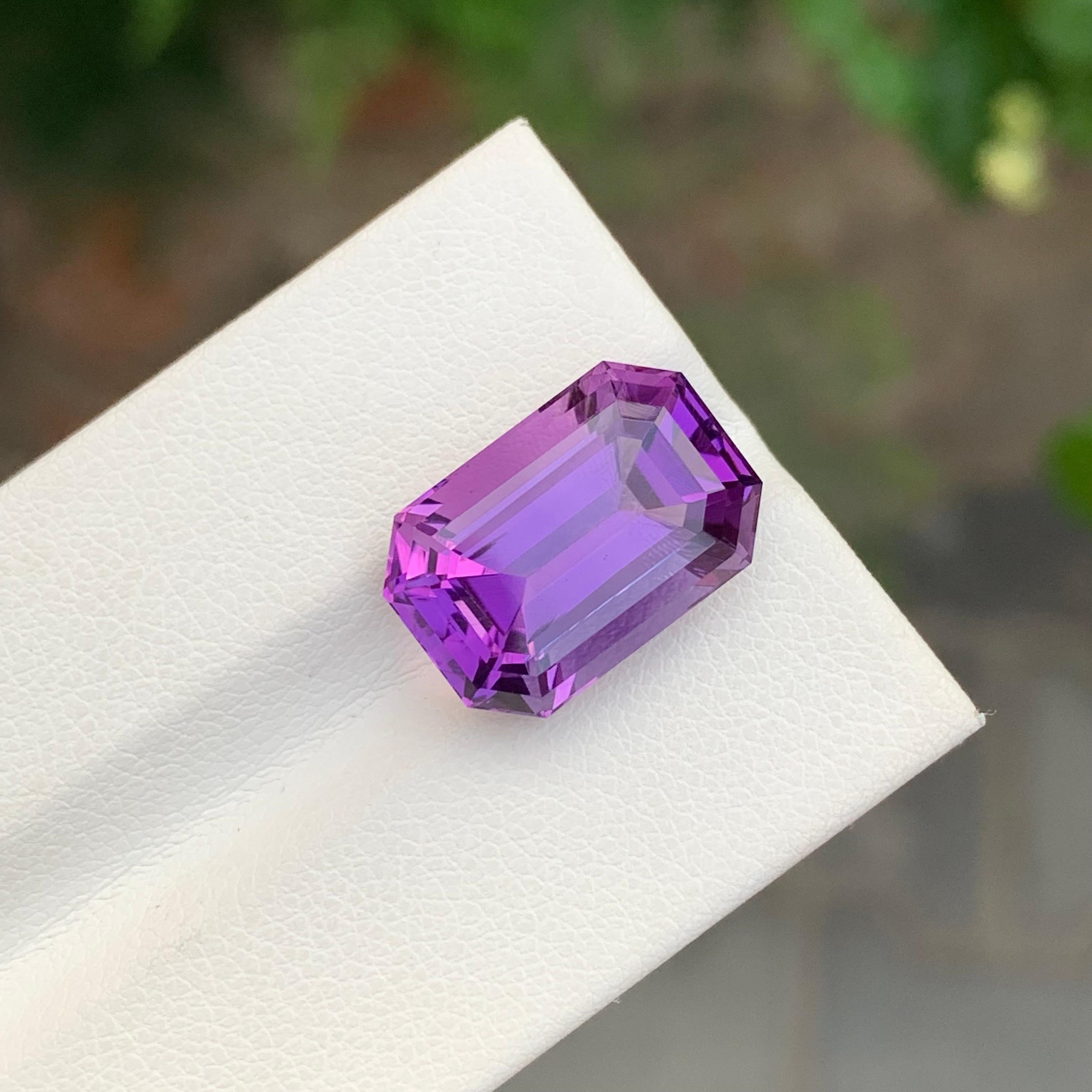 Arts and Crafts 10.35 Carat Natural Loose Amethyst Emerald Shape Gemstone For Jewellery For Sale