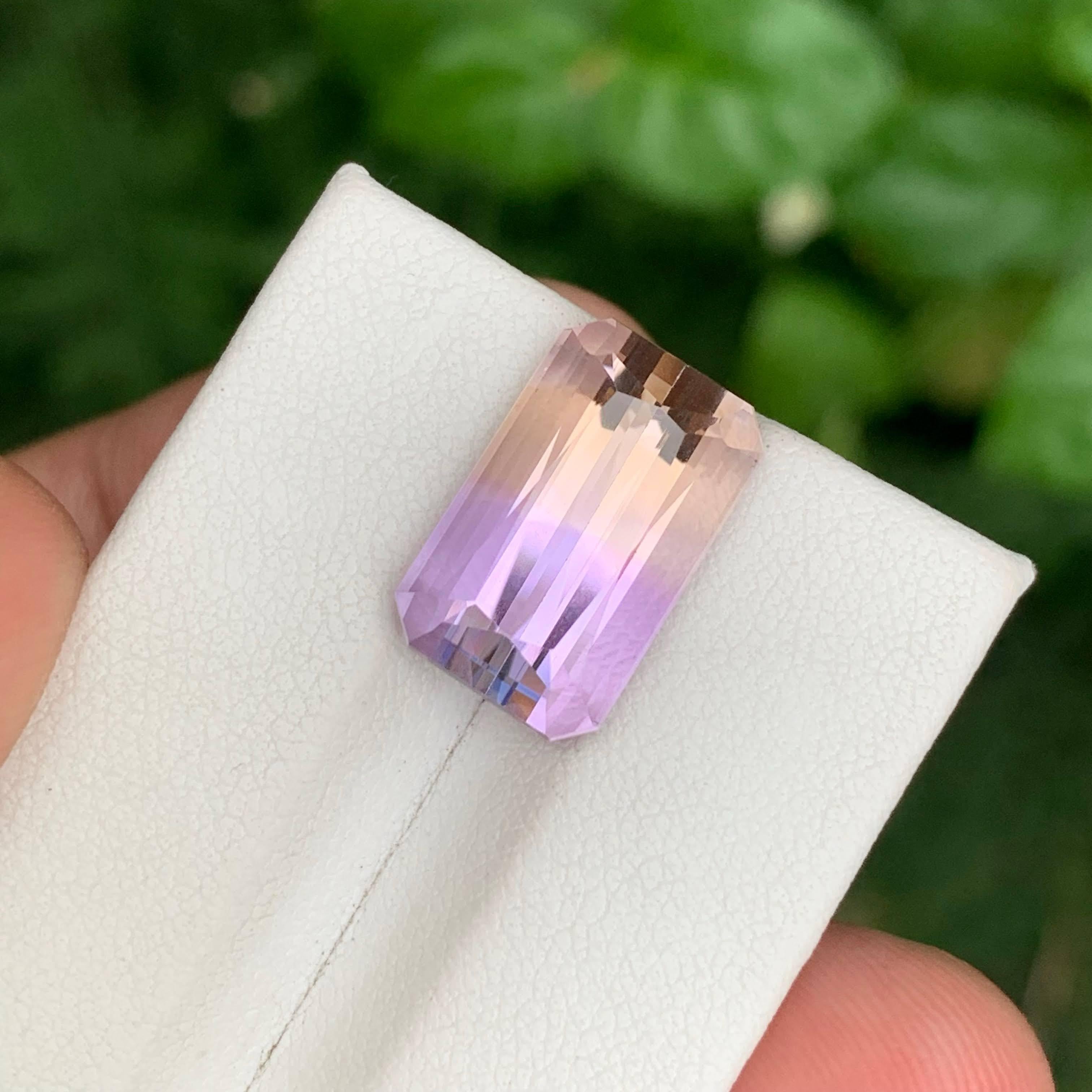 Women's or Men's 10.35 Carat Natural Loose Ametrine Gemstone Brilliant Cut Bolivian Gemstone For Sale