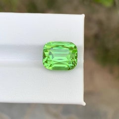 10.35 Carat Natural Loose Apple Green Rutile Peridot Cushion Cut Pakistani Gem
