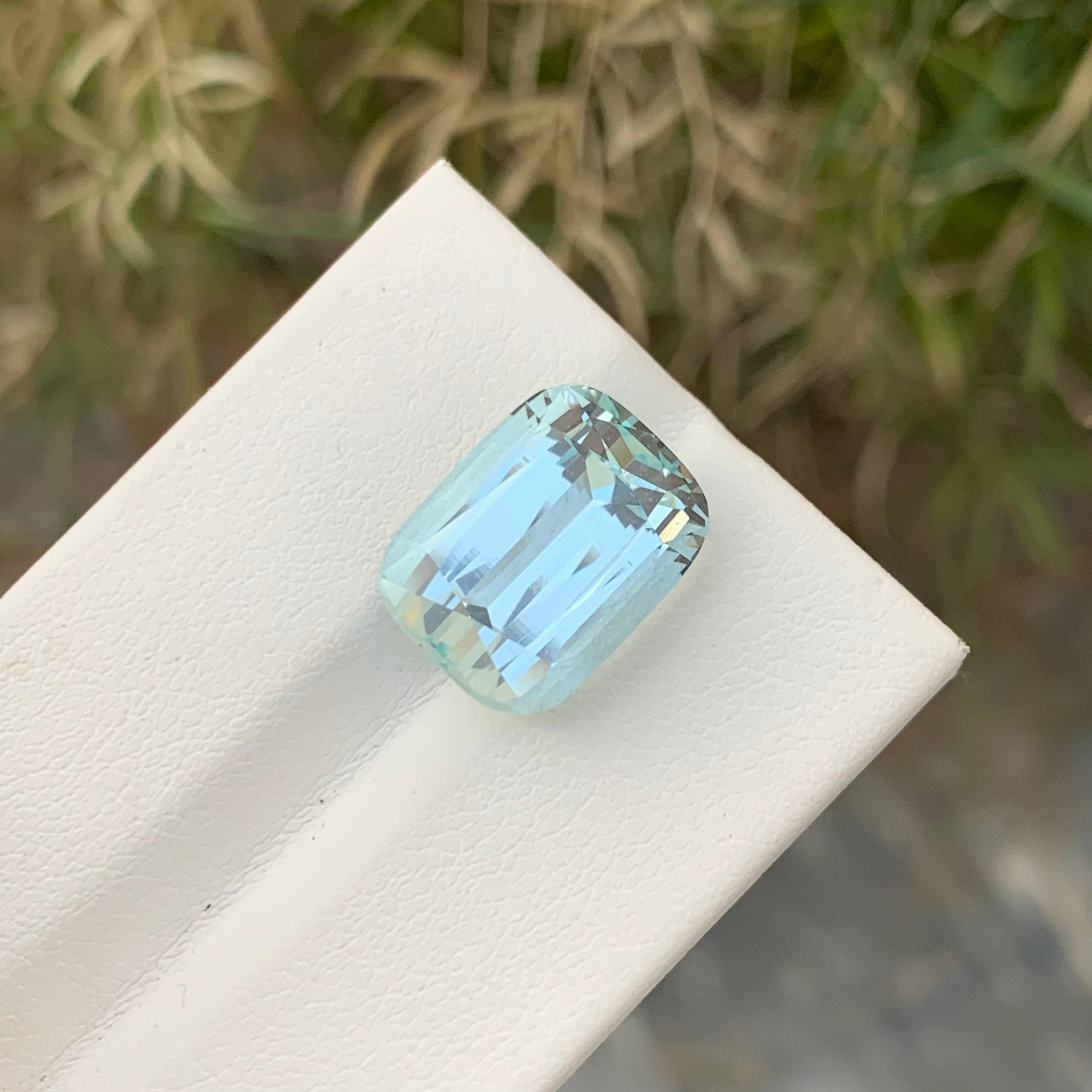 10.35 Carat Natural Loose Aquamarine Long Cushion Shape Gem For Necklace For Sale 5