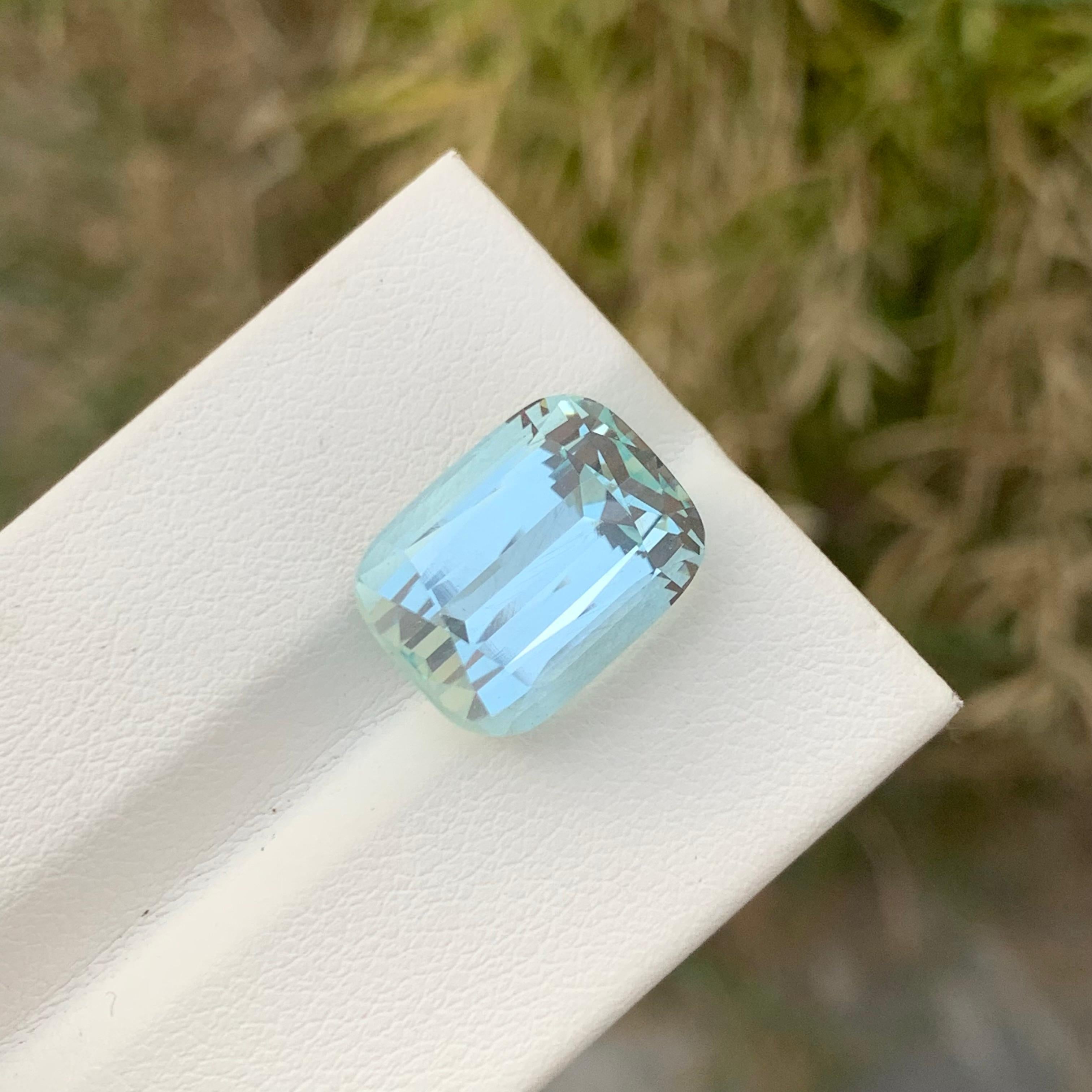 10.35 Carat Natural Loose Aquamarine Long Cushion Shape Gem For Necklace For Sale 1