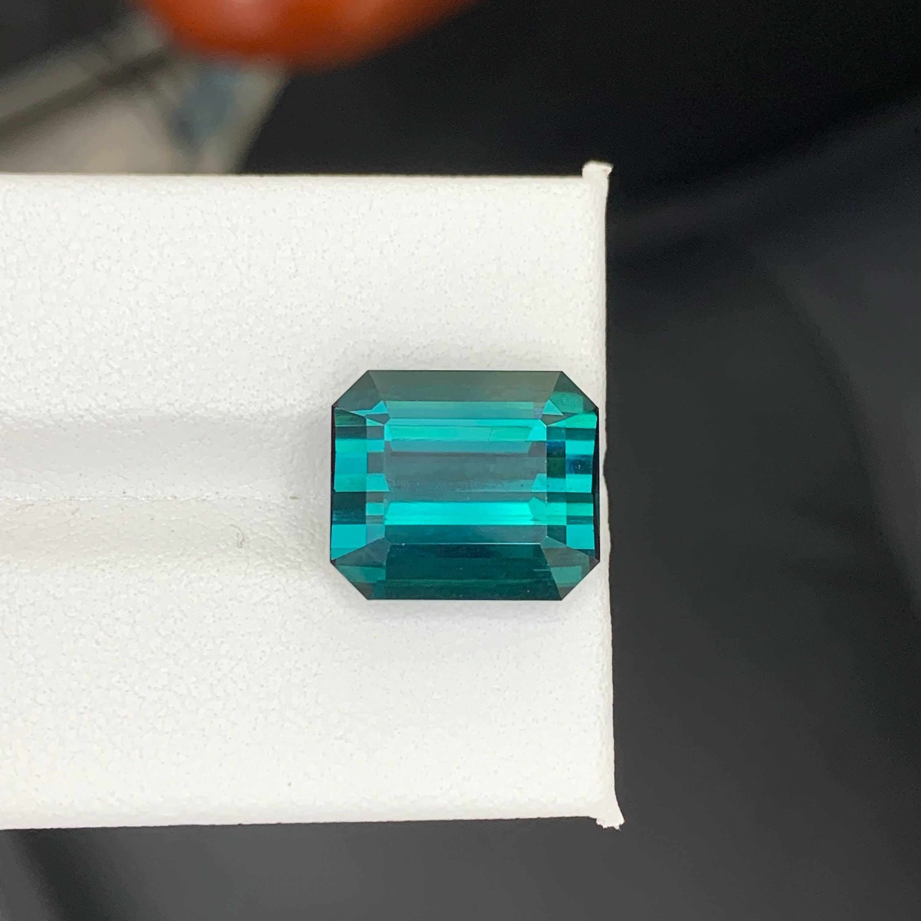 10.35 Karat Natürliche Lose Blaue Farbe Turmalin Smaragdschliff Afghanischer Edelstein im Angebot 6