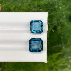 10.35 Carat Natural Loose London Blue Topaz Pair Asscher Cut African Gemstone