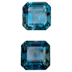 10.35 Carat Natural Loose London Blue Topaz Pair Asscher Cut African Gemstone