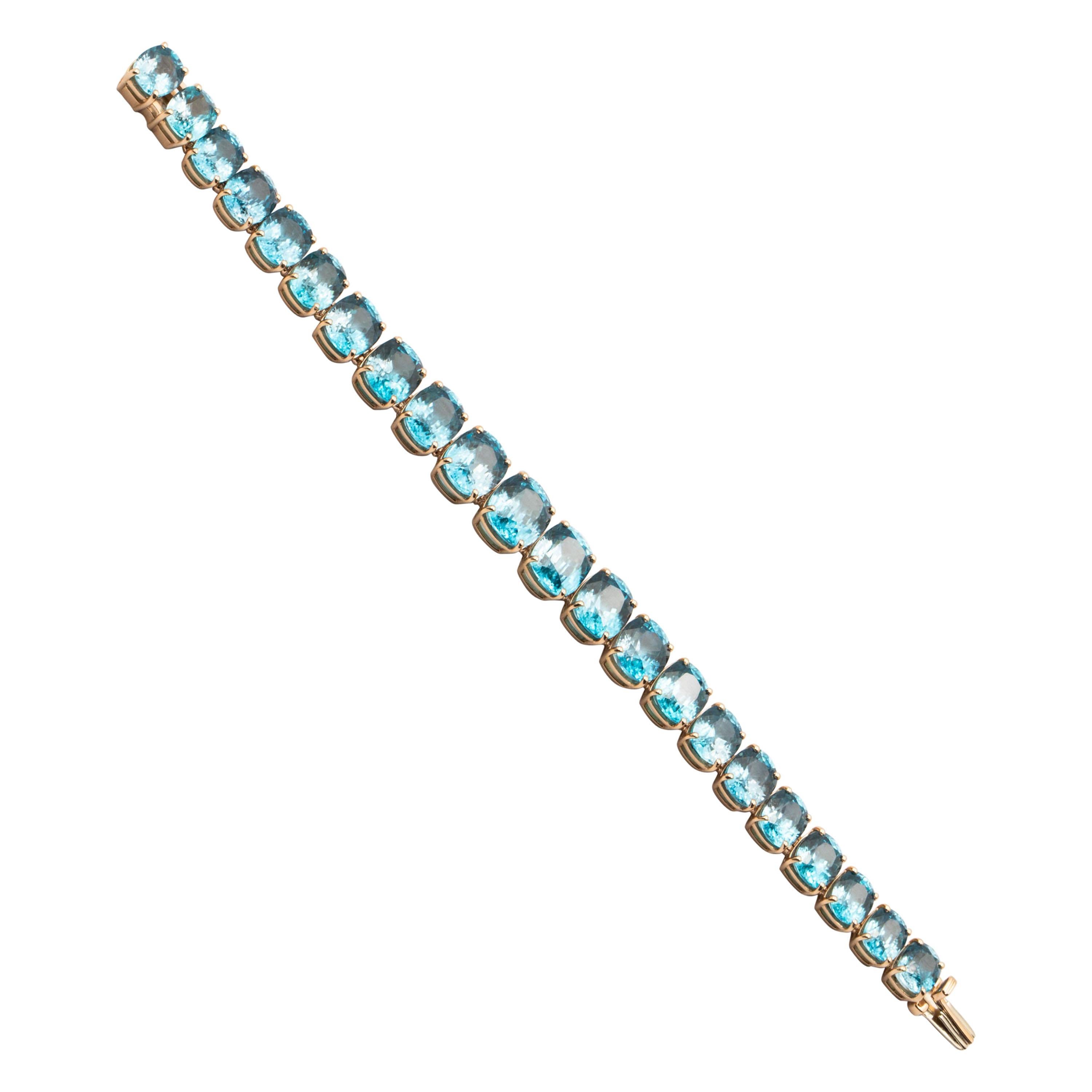 103.5 Carat Neon Blue Pink Gold Schullin Gemstone Bracelet For Sale
