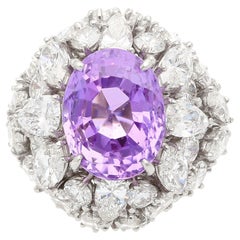 Bague grappe de saphirs violets de Ceylan non chauffés de 10,35 carats et diamants
