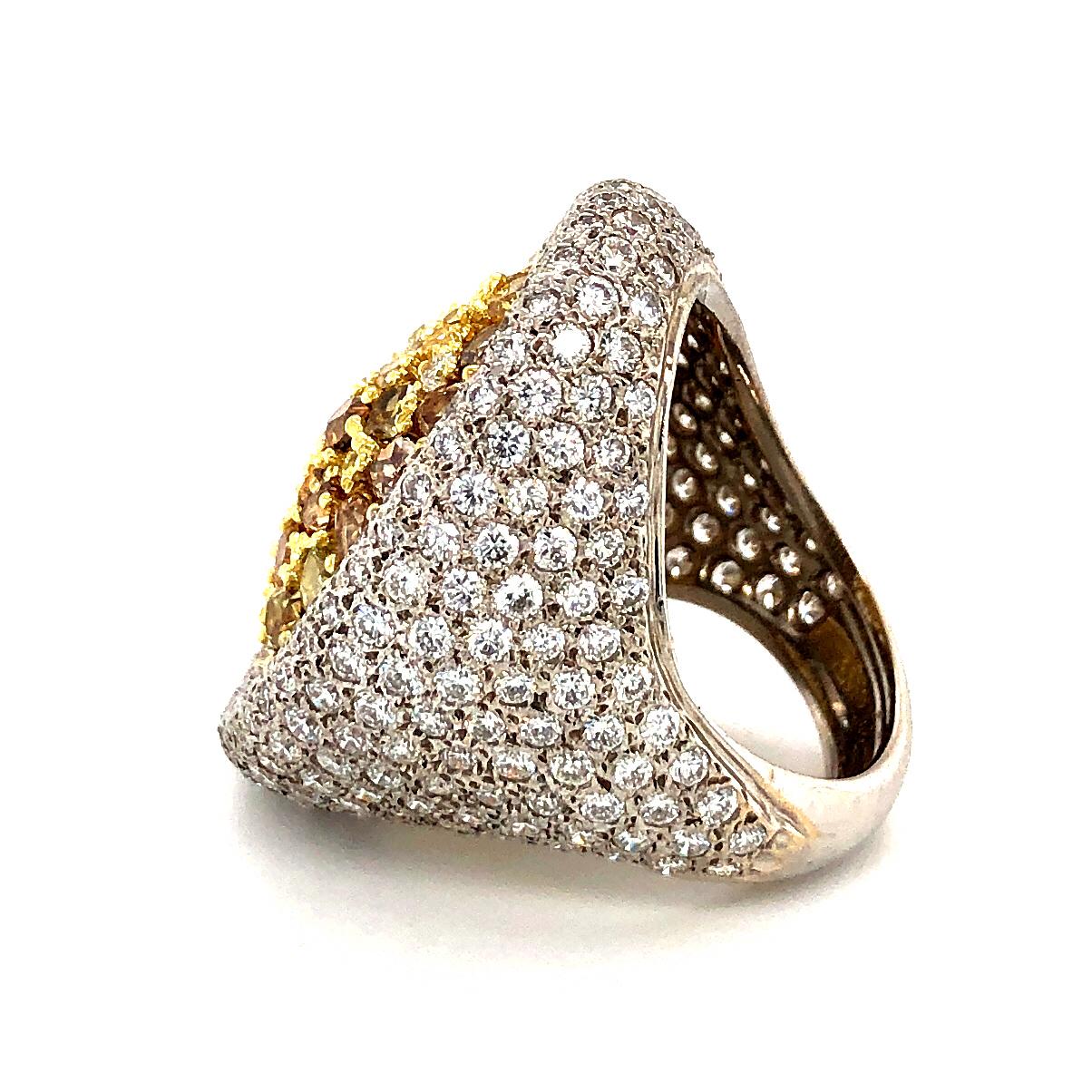 Women's or Men's 10.35 Carat Fancy Diamonds Ring 18 Karat Gold