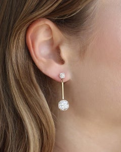 Boucles d'oreilles pendantes 10,35 ct de diamants de taille ancienne européenne et de diamants de taille ancienne mine