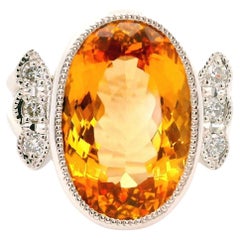 Anillo de Platino con Diamante Topacio Imperial de 10.36 Quilates