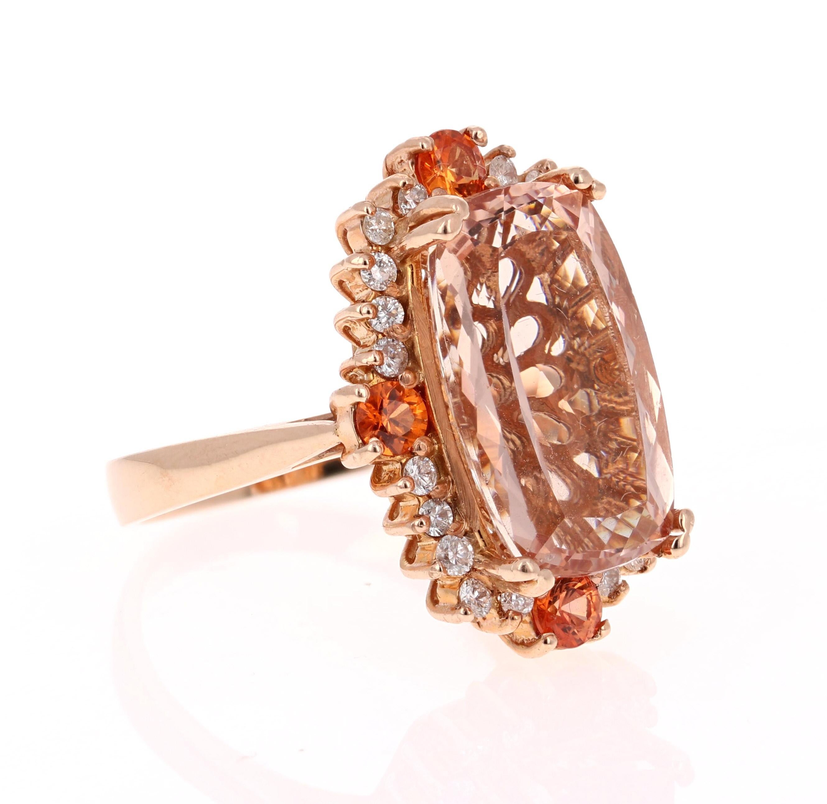 This gorgeous and classy Morganite Ring can easily substitute for a unique and edgy Engagement or Promise ring for that special someone. Or a stunning and unique Cocktail Ring for those fancy nights out! 

It has a 9.31 Carat Cushion/Oval Cut