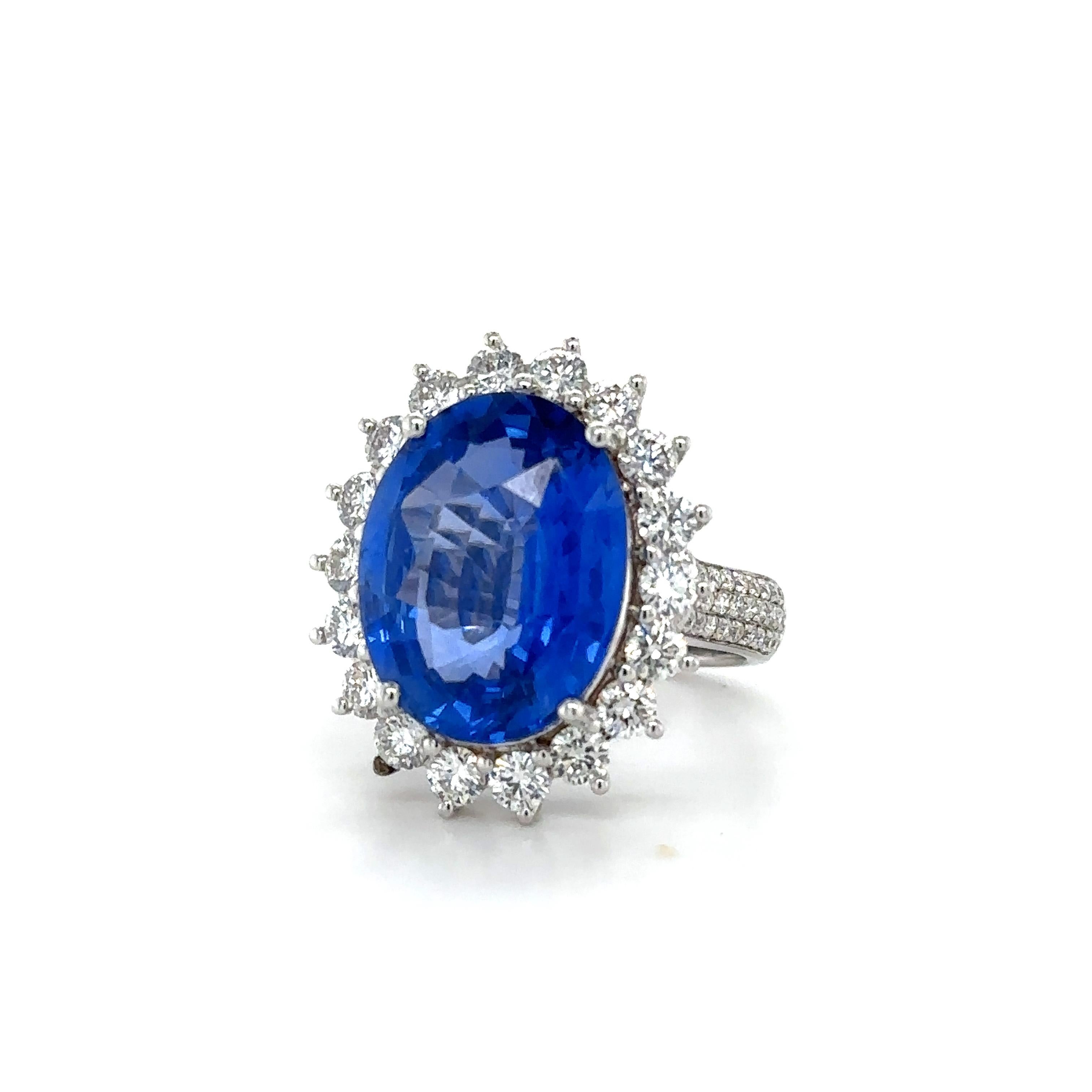 Contemporary 10.36 Carat GRS Certified Sapphire Diamond Ring For Sale