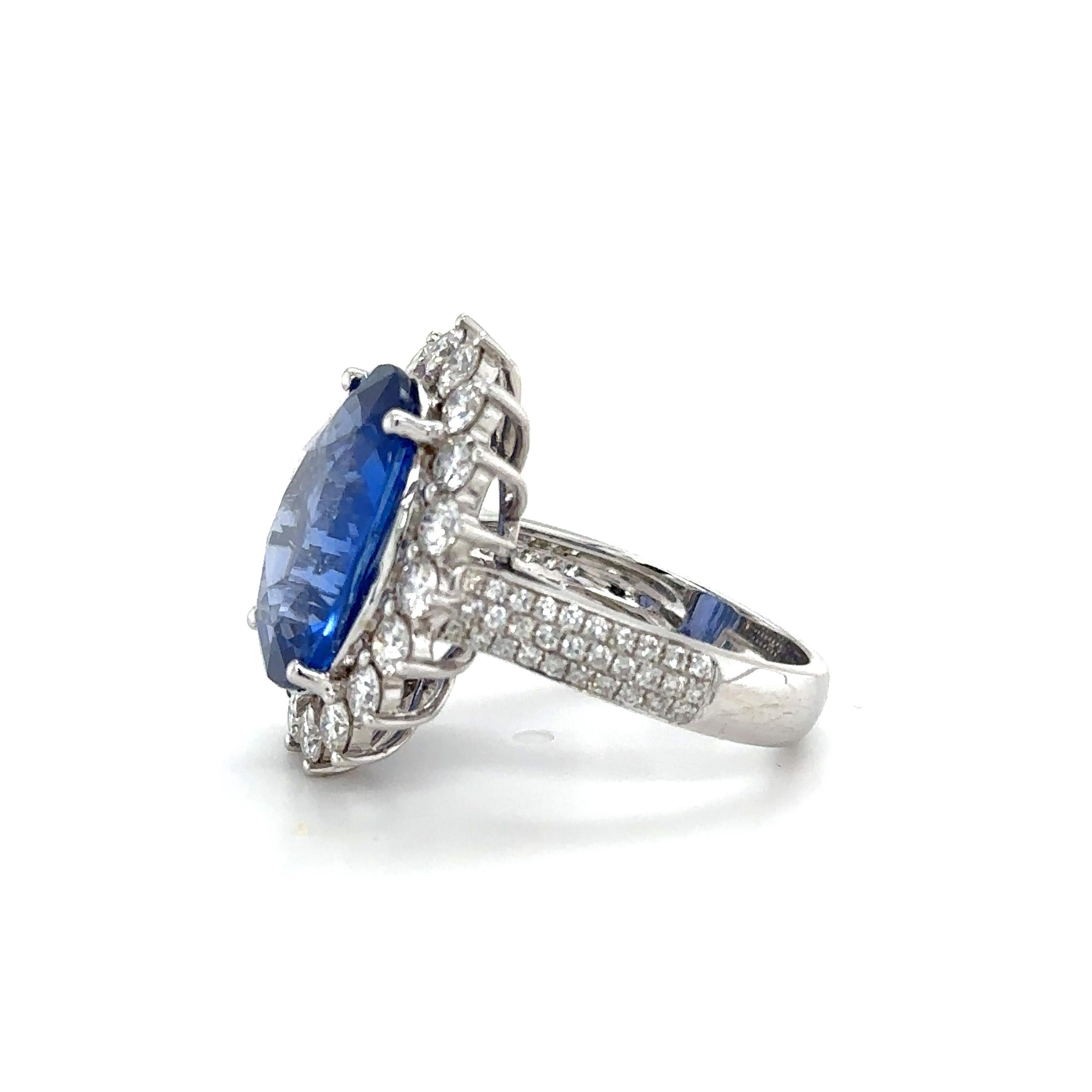 10.36 Carat GRS Certified Sapphire Diamond Ring In New Condition For Sale In Hong Kong, HK