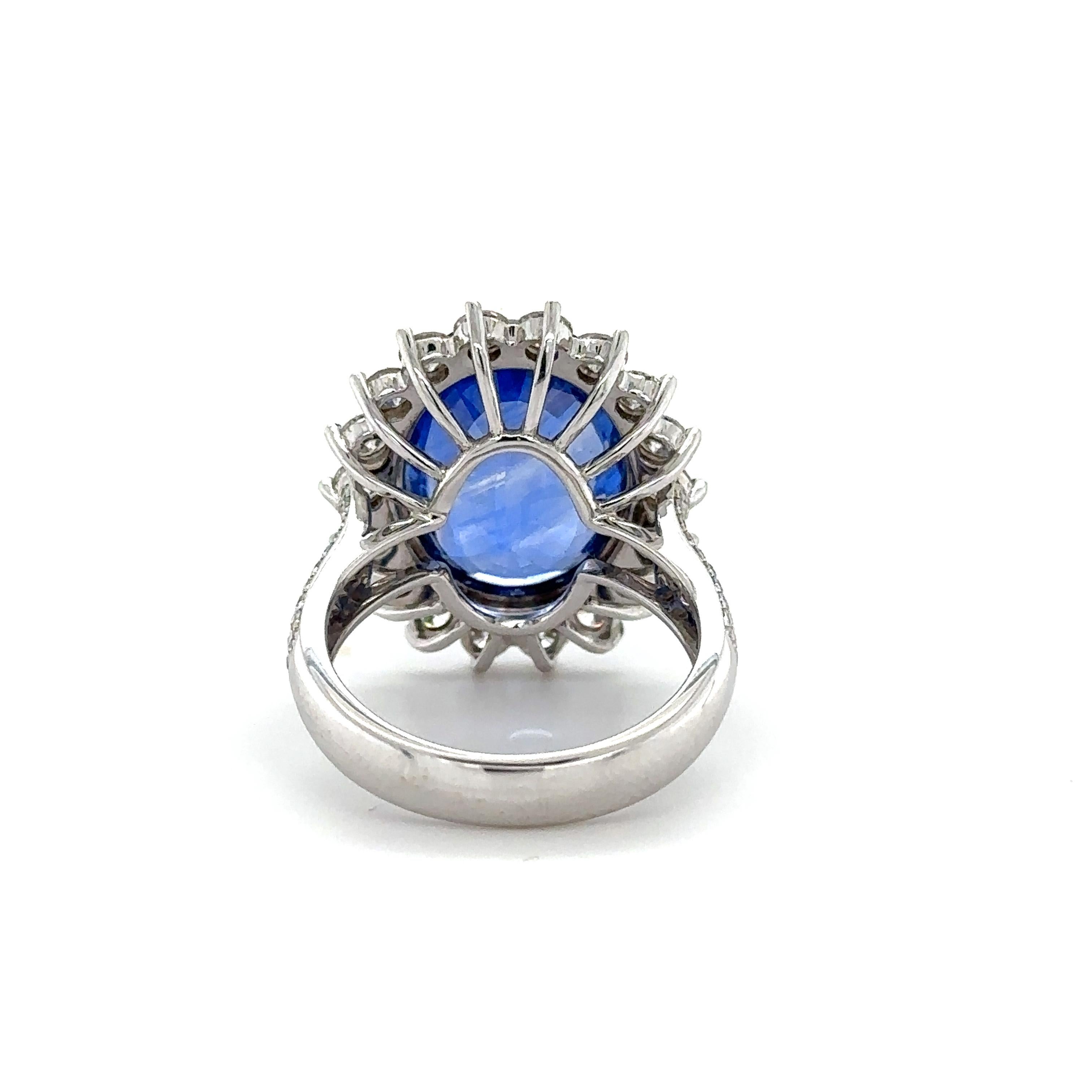Women's 10.36 Carat GRS Certified Sapphire Diamond Ring For Sale