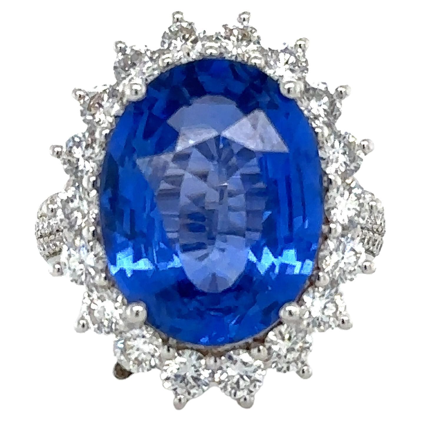 10.36 Carat GRS Certified Sapphire Diamond Ring For Sale