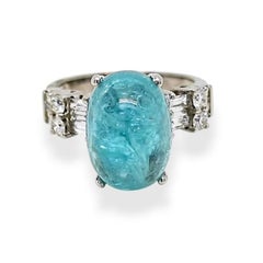 10,36 Karat, ovaler, leuchtend grünlich-blauer Paraíba-Turmalin, Ring aus 18 Karat Weißgold, mit GIA-Zertifikat