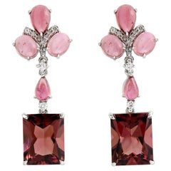 10,37 ct Vivid Pink Turmalin baumeln Ohrringe mit Diamanten in 18k Gold gemacht