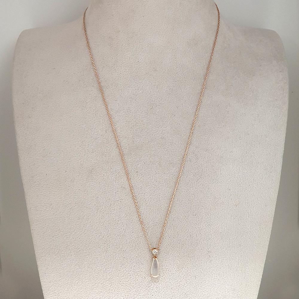 Cabochon 1.037ct Jade and Diamond 18ct Rose Gold Mini Pendant