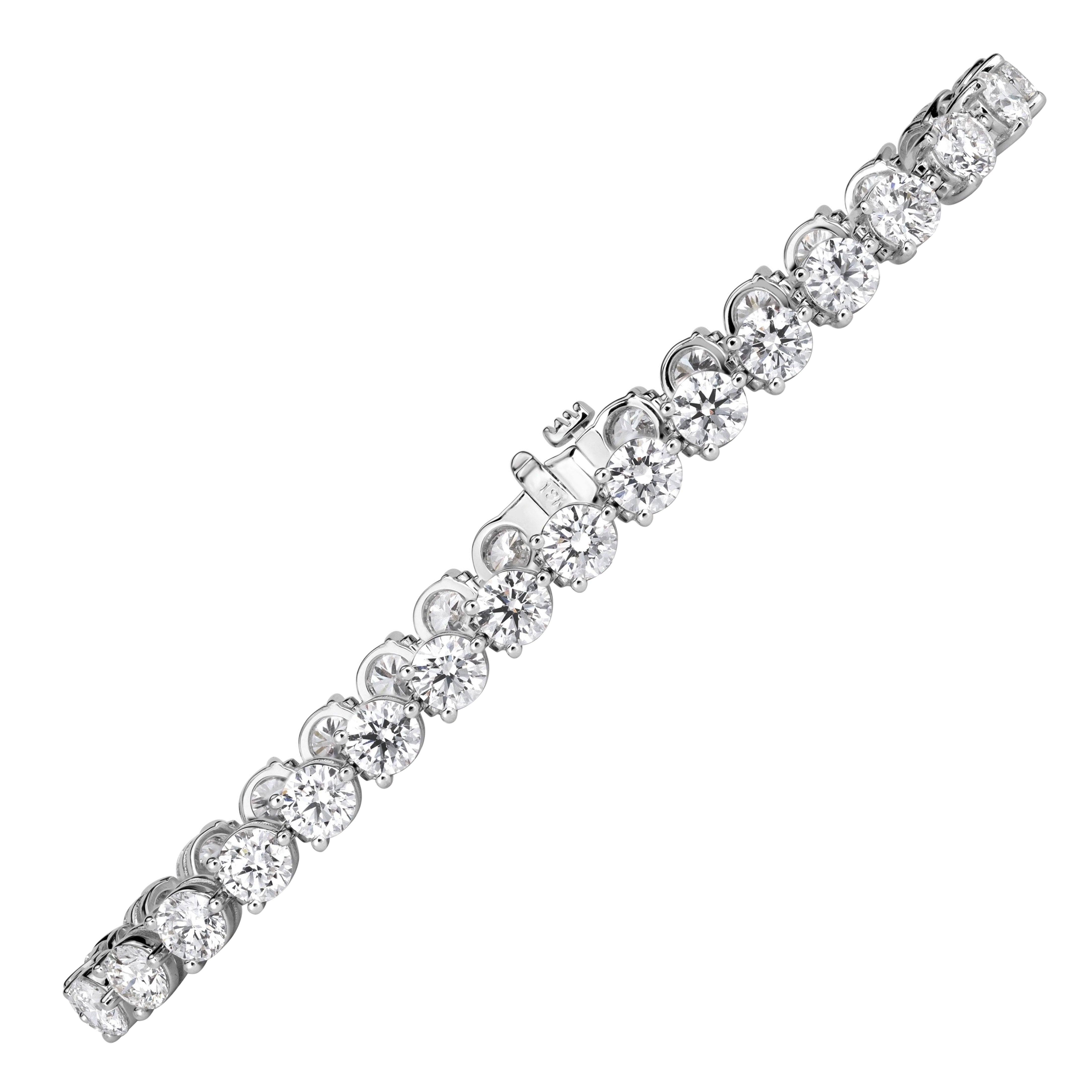 10.37ct Round Brilliant Cut Diamond Tennis Bracelet in 18K White Gold