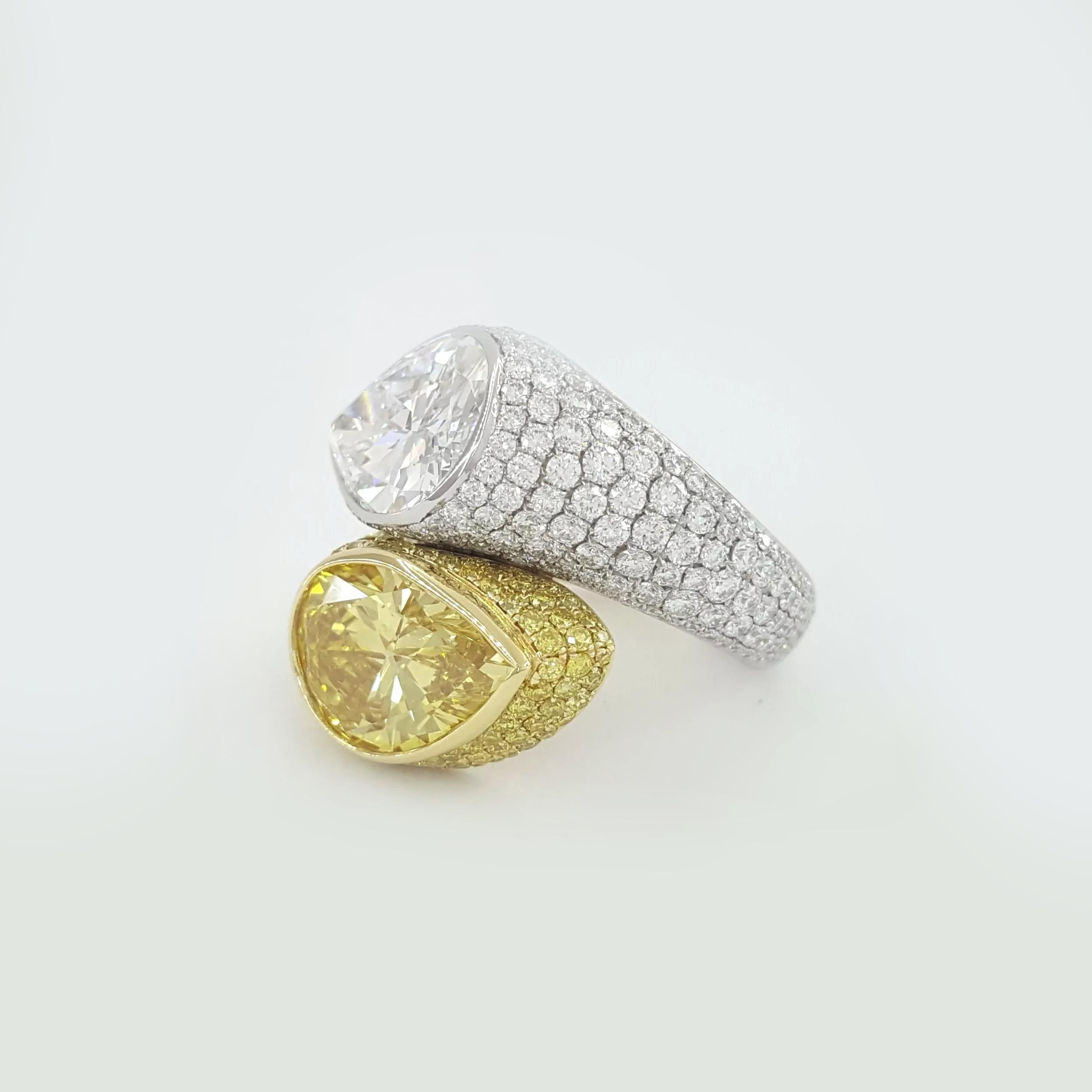 10,38 Karat Moi&Toi Fancy Gelber Diamant-Pavé-Ring mit Fancy-Diamant (Zeitgenössisch) im Angebot