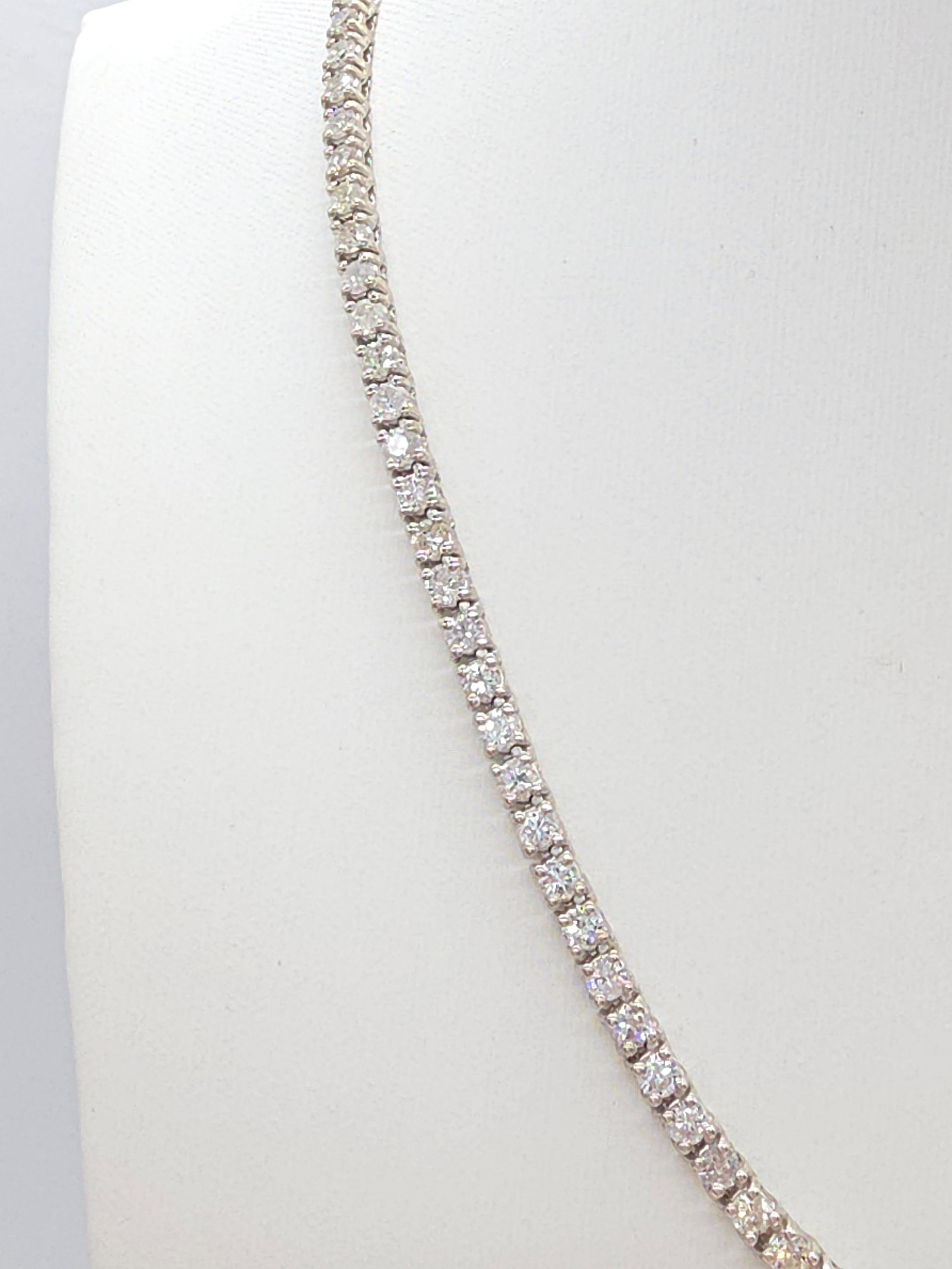 Collier de tennis en diamant naturel rond de 10,38 carats - A Silver, 16 pouces Neuf - En vente à Great Neck Plaza, NY