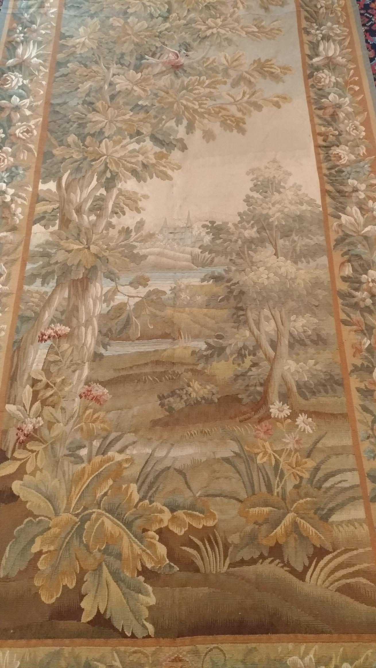 Hand-Woven 1039 - Beautiful French Aubusson Tapestry from the End of the 19th Century