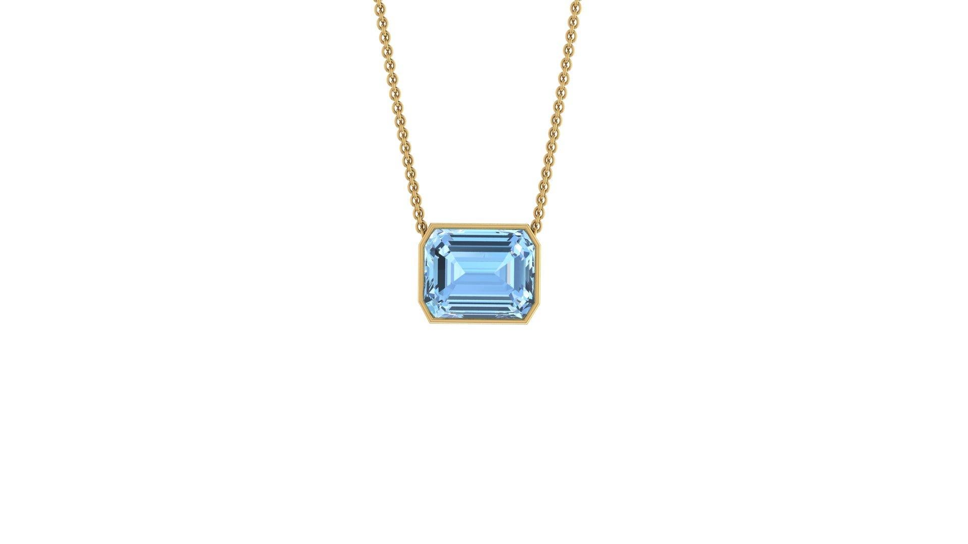 aquamarine emerald cut necklace
