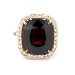 10.39 Carat Untreated Red Spinel and Diamond Ring with Gubelin Report #16062008