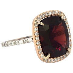 10.39 Carat Untreated Red Spinel and Diamond Ring with Gubelin Report #16062008