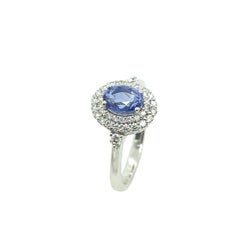 1.03ct Certified Natural Ceylon Sapphire Ring Surrounded by 0.31ct Diamonds