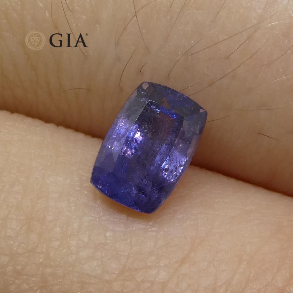 Women's or Men's 1.03ct Cushion Violetish Blue Sapphire GIA Certified Pakistan / Kashmir Unheated