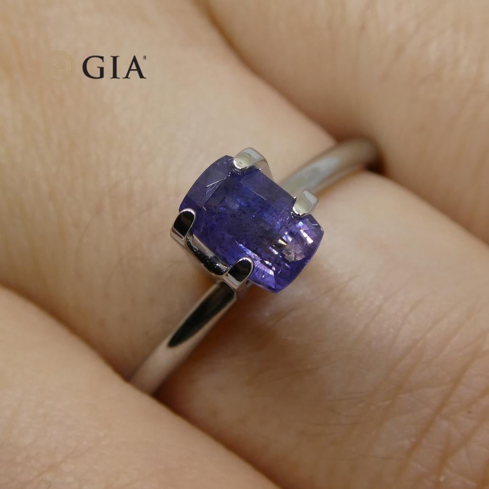 1.03ct Cushion Violetish Blue Sapphire GIA Certified Pakistan / Kashmir Unheated 1