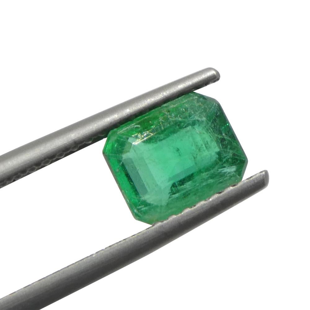 1.03ct Emerald Cut Green Emerald from Zambia In New Condition For Sale In Toronto, Ontario