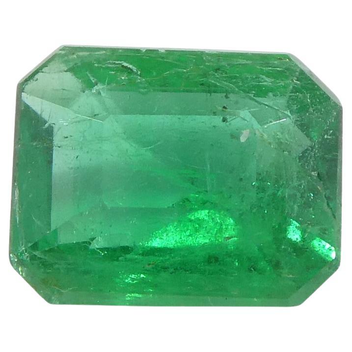 1.03ct Emerald Cut Green Emerald from Zambia For Sale