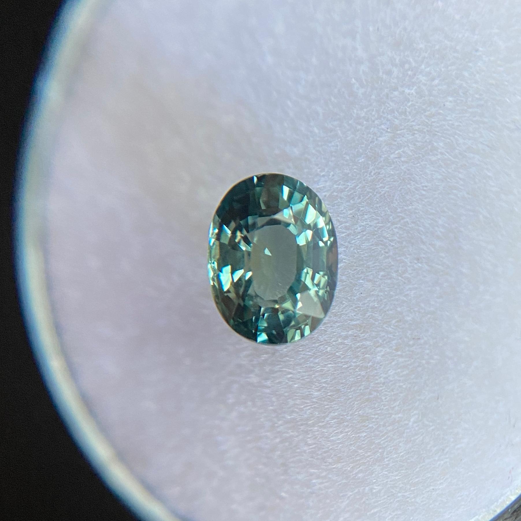 1.03ct GIA Certified Untreated Vivid Green Blue Sapphire Oval Cut Unheated Rare 5