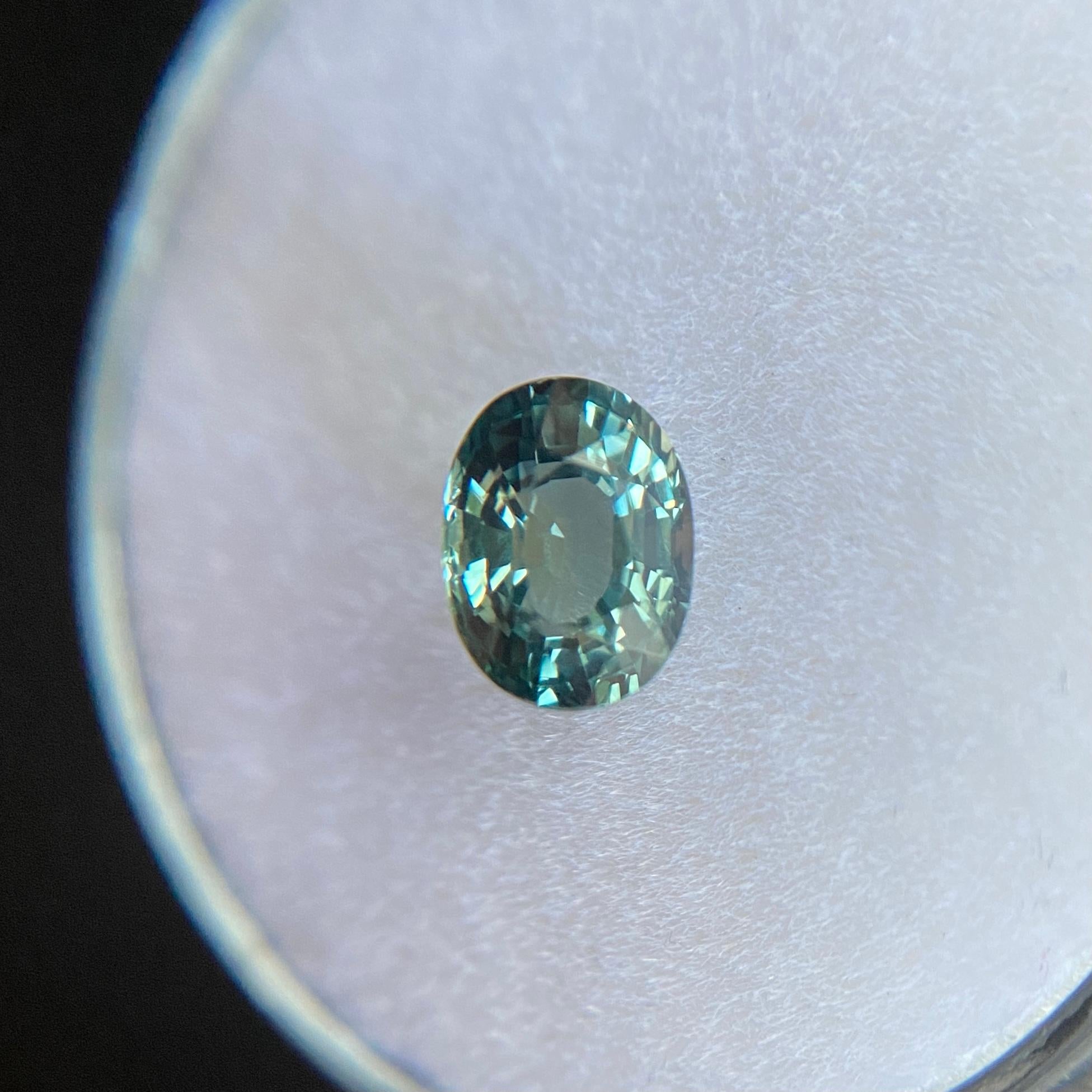Men's 1.03ct GIA Certified Untreated Vivid Green Blue Sapphire Oval Cut Unheated Rare