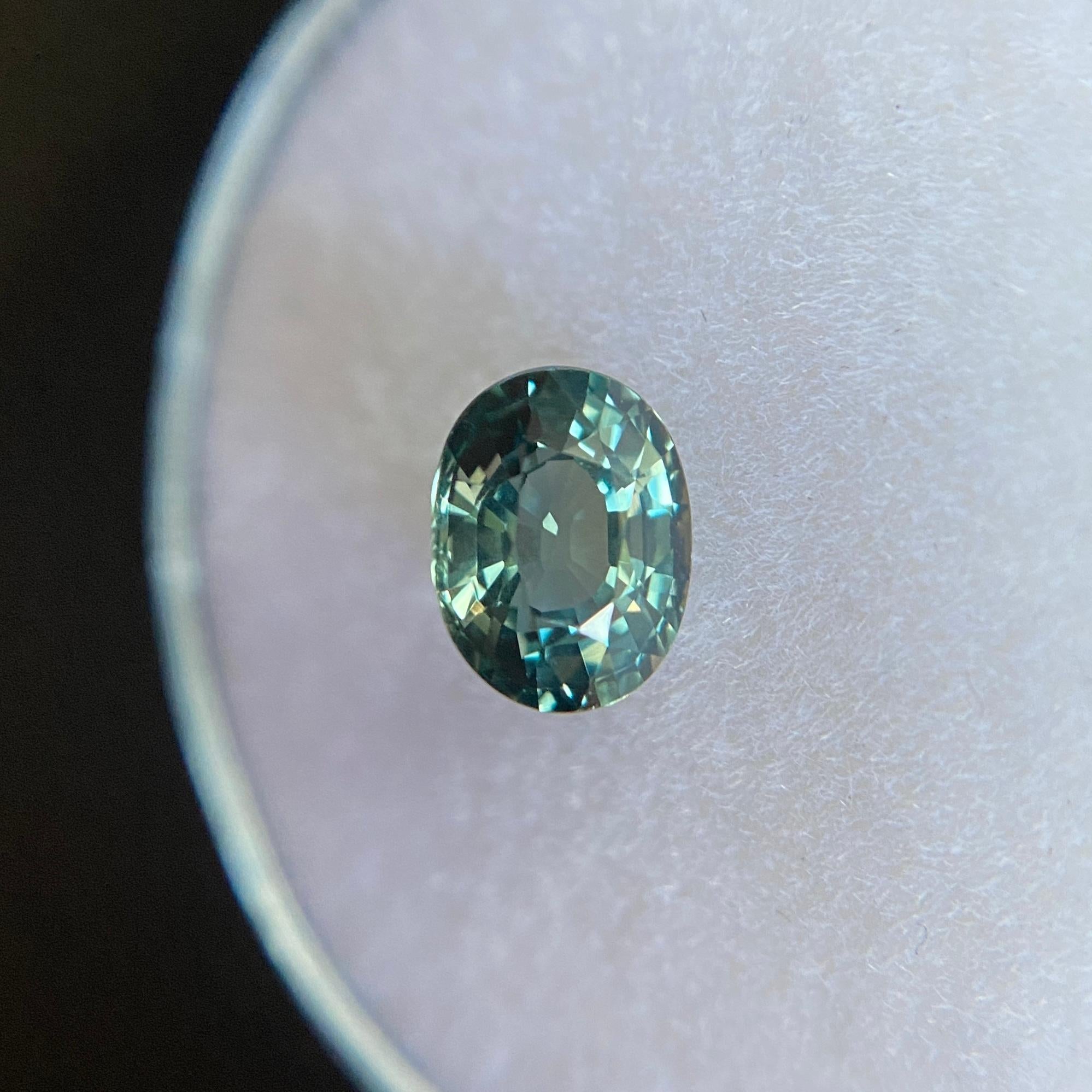 1.03ct GIA Certified Untreated Vivid Green Blue Sapphire Oval Cut Unheated Rare 1