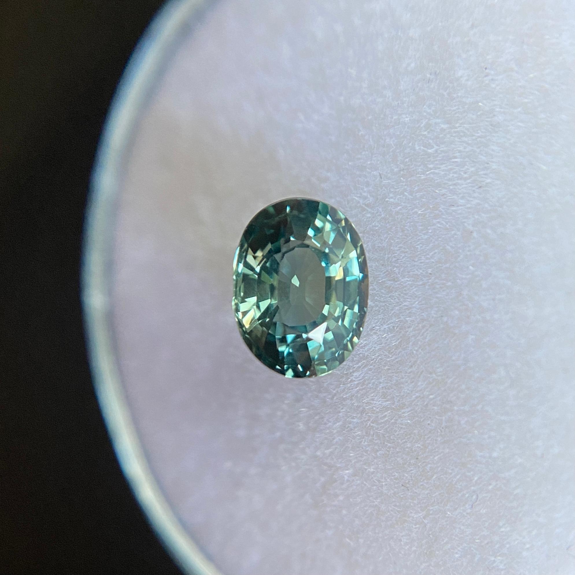 1.03ct GIA Certified Untreated Vivid Green Blue Sapphire Oval Cut Unheated Rare 2
