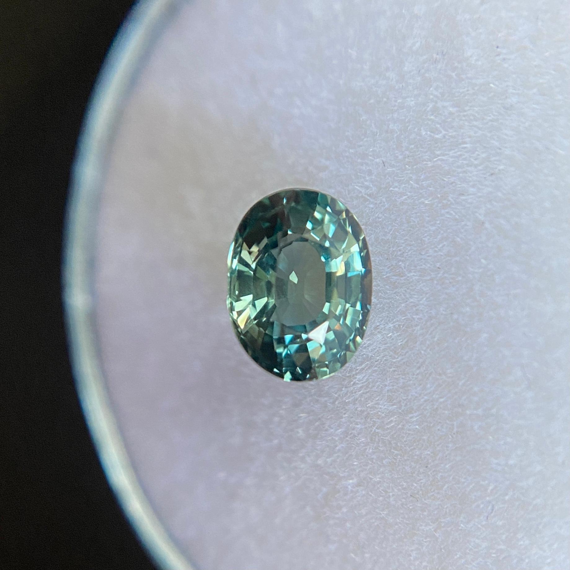 1.03ct GIA Certified Untreated Vivid Green Blue Sapphire Oval Cut Unheated Rare 3