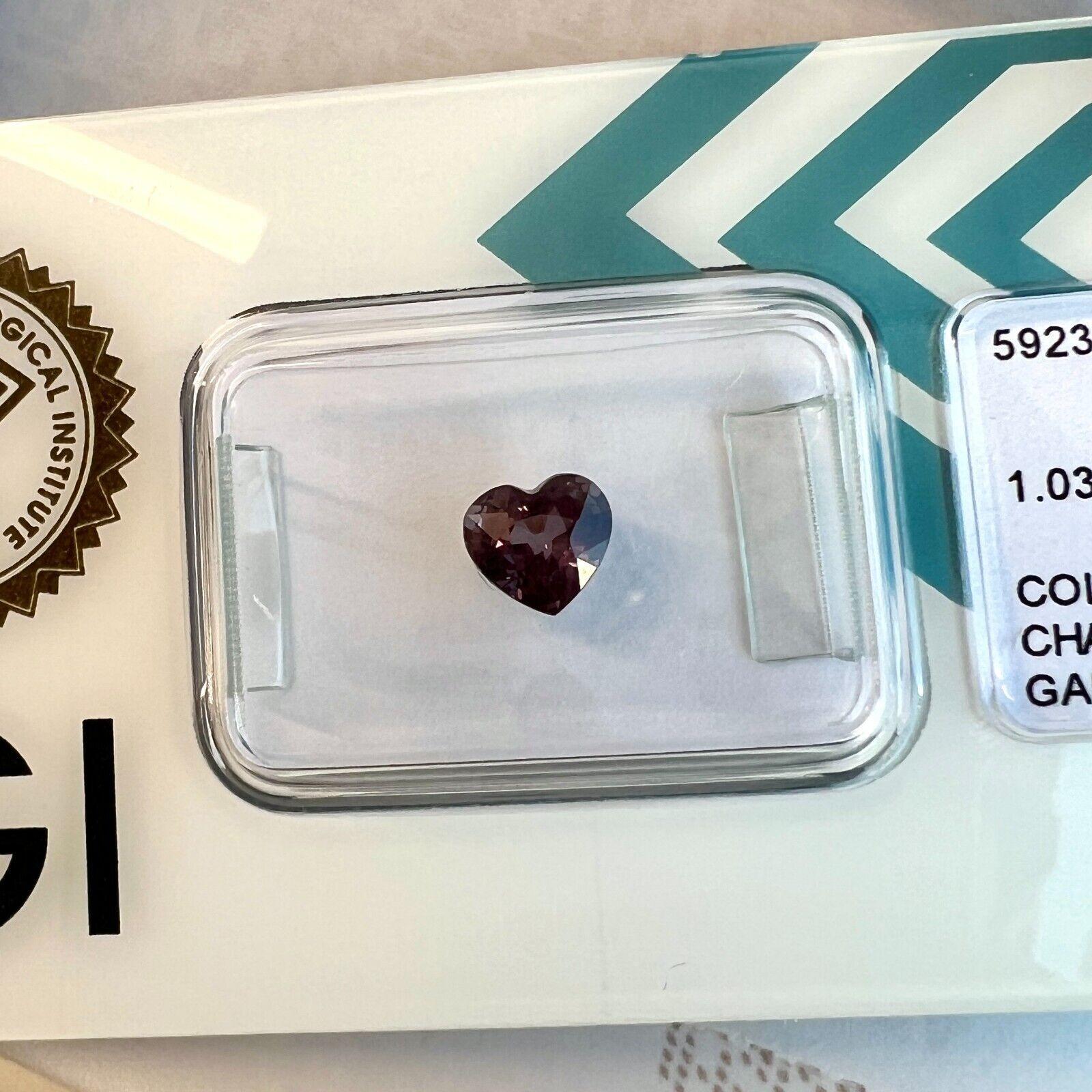 1.03Ct Natural Colour Change Garnet Pink Purple IGI Certified Heart Cut Gem

Unique Rare Untreated Colour Change Garnet Gemstone.
1.03 Carat untreated garnet with a rare colour change effect. Changing colour depending on the light its viewed in.