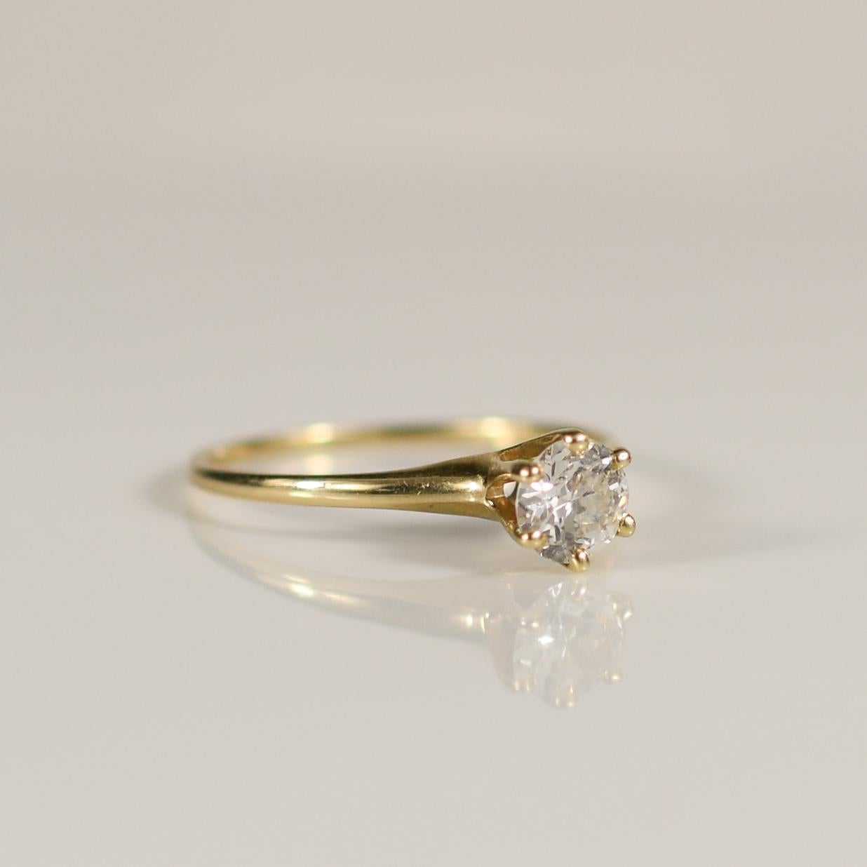 1.03ct Natürlicher Runder Brillant Diamant Solitär Verlobungsring in 14k (Brillantschliff)