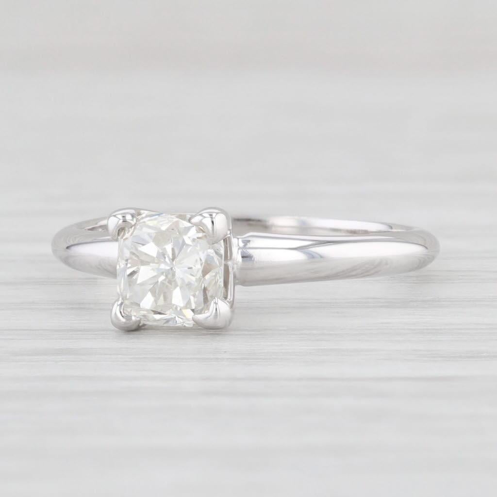 Gemstone Information:
- Natural Diamond -
Carats - 1.03ct 
Cut - Modified Square Brilliant
Color - J
Clarity - I1
GIA #: 2221693404

Metal: 14k White Gold
Weight: 2.3 Grams 
Stamps: 14k H Heart Hallmark
Face Height: 5.8 mm 
Rise Above Finger: 6.7