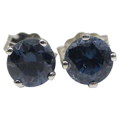 1.03ct Round Blue Spinel Stud Earrings set in 14k White Gold
