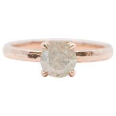 1.03ct Round Brilliant Cut Salt and Pepper Diamond 14K Rose Gold Engagement Ring