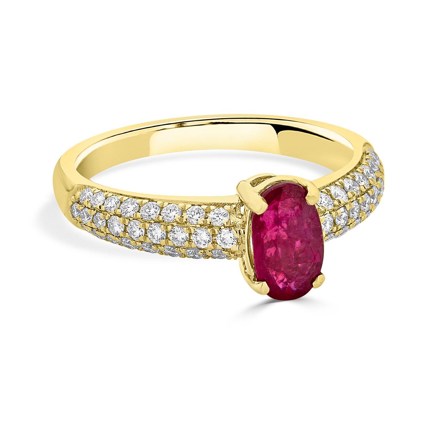 1,03 Karat Rubinring mit 0,37 Karat Diamanten in 14 Karat Gelbgold gefasst im Zustand „Neu“ in New York, NY