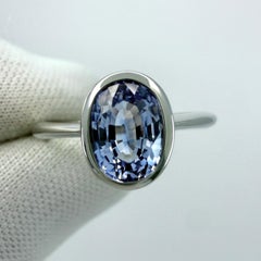 1.03ct Vivid Light Blue Ceylon Sapphire Oval 950 Platinum Solitaire Bezel Ring